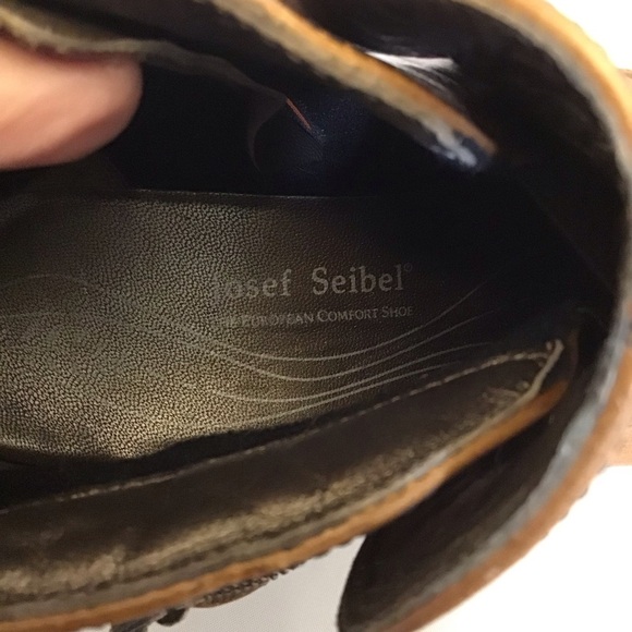 Josef Seibel 10-10.5 (41) Leather Ankle Boots Women’s Camel Color Chunky Heels - Picture 9 of 15